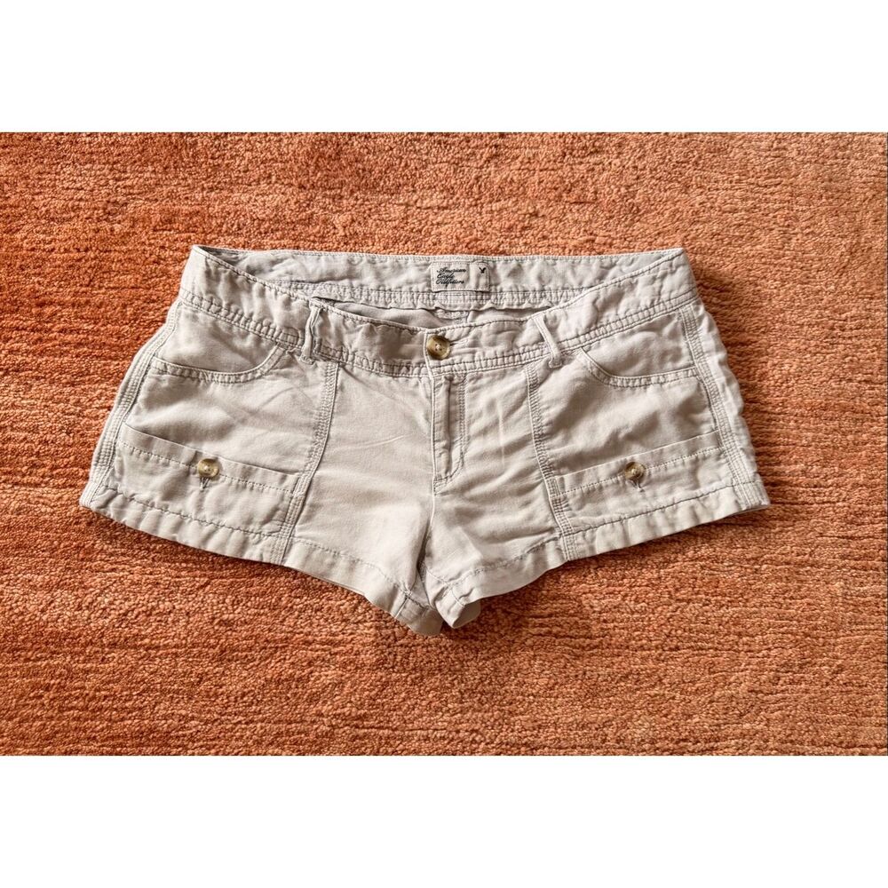 American Eagle Shorts Size 6 Beige Linen Cotton Casual Summer